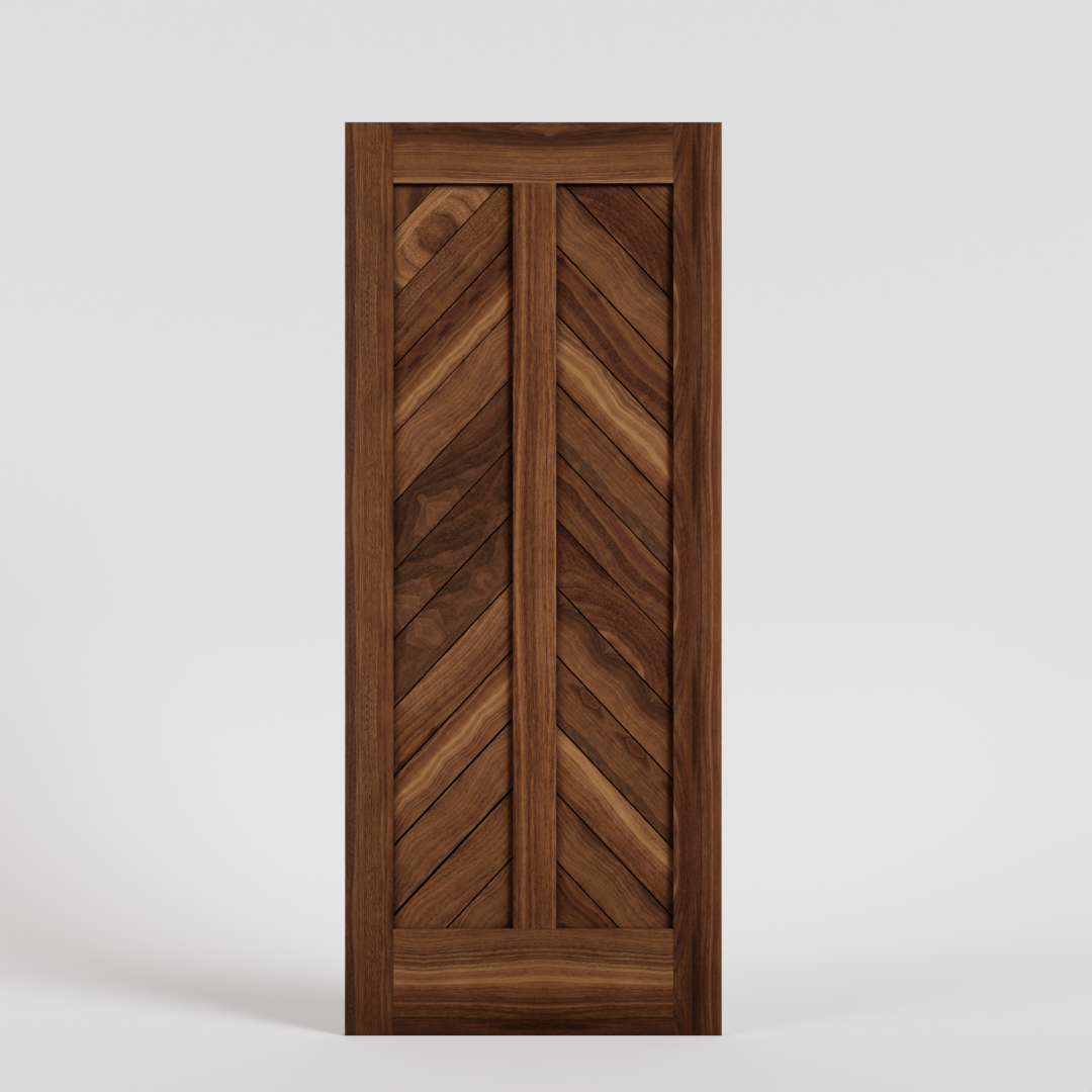 Walnut Mountain Chevron Solid Wood Exterior Front Door