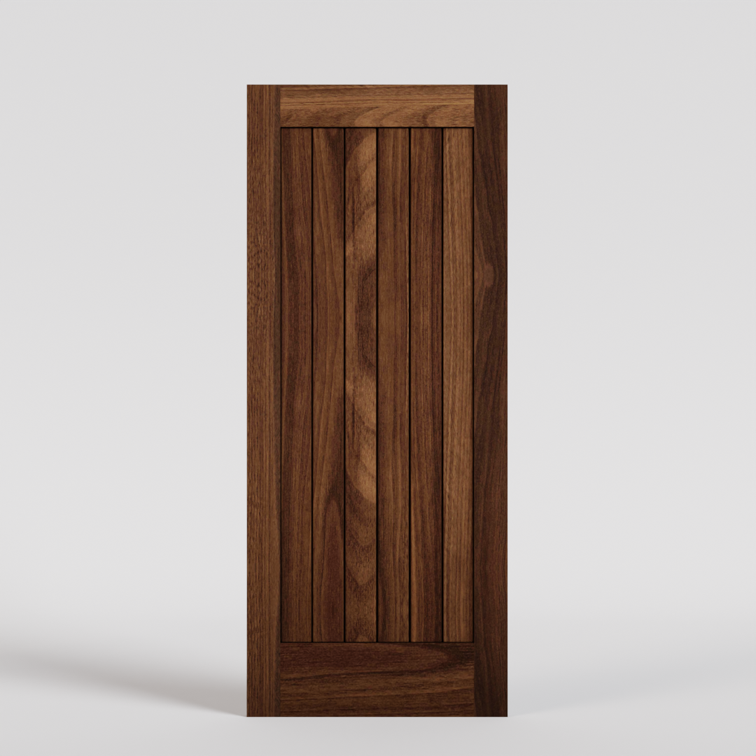 Walnut Wood Modern Flush Plank Solid Wood Front Door