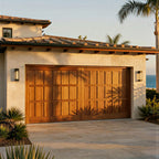 anacortes modern carriage garage door in cherry wood.