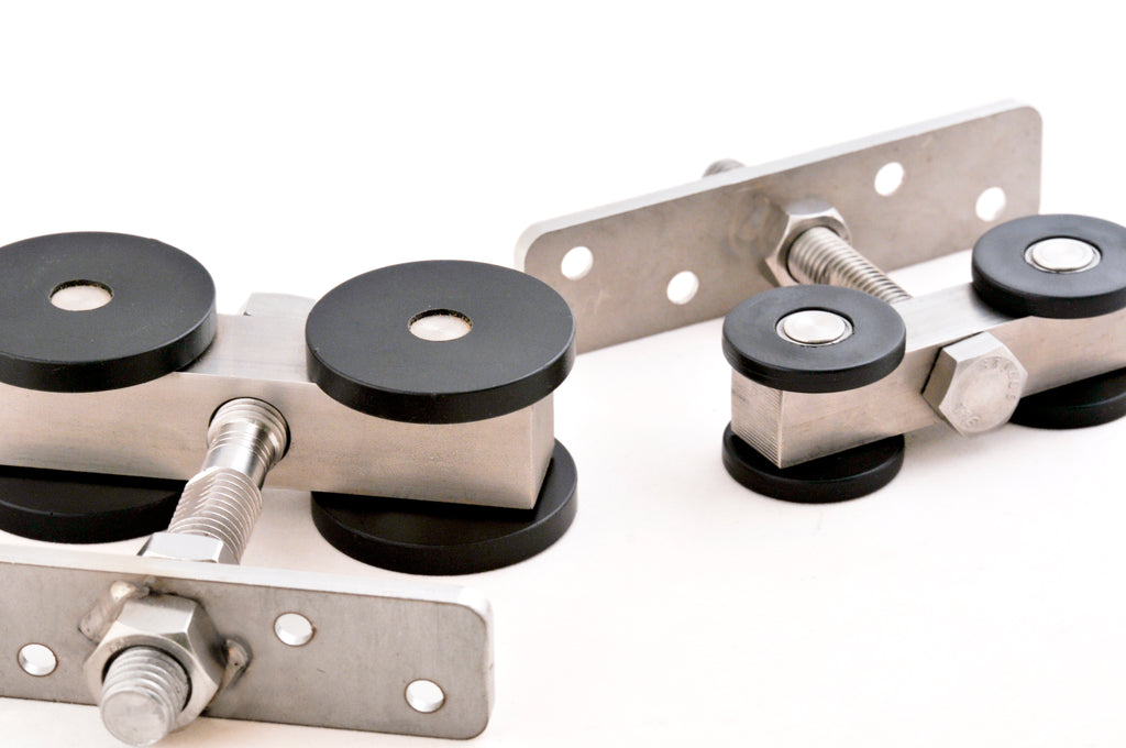 Box Rail Barn Door Hardware Bypass Track Kit - Interior & Exterior (400 lb)