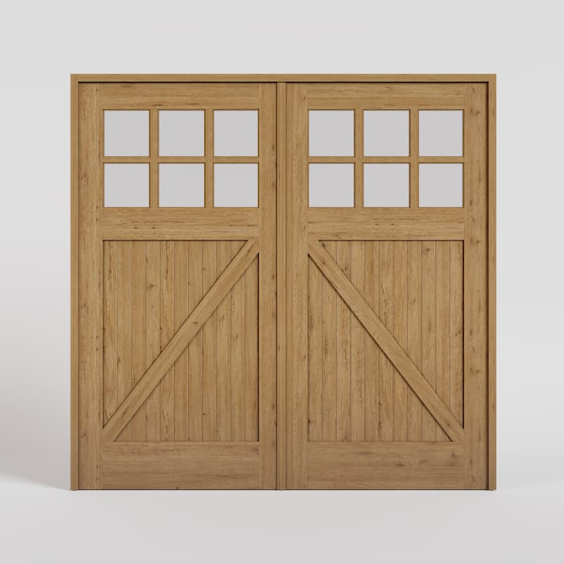 Arlington Classic Z-Brace Carriage Style Garage Door with Glass in white oak