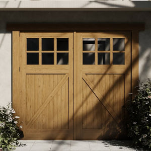 Arlington Classic Z-Brace Carriage Style Garage Door with Glass in white oak