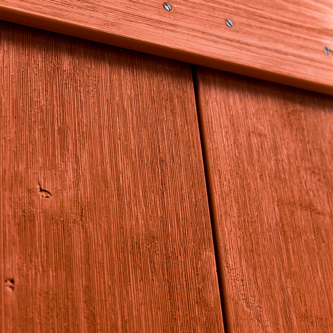 Red farmhouse barn door design