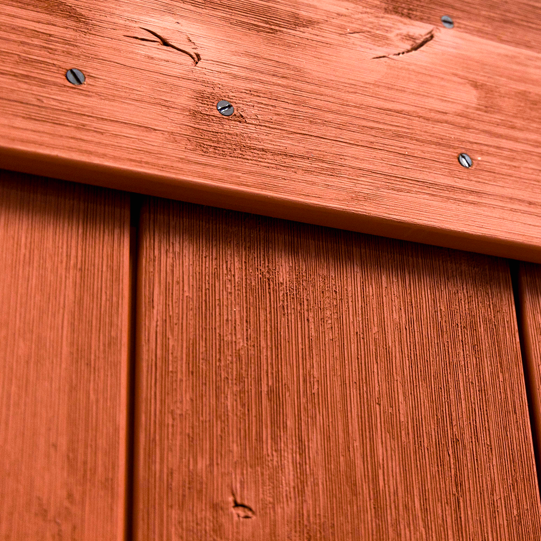 red sliding door close up