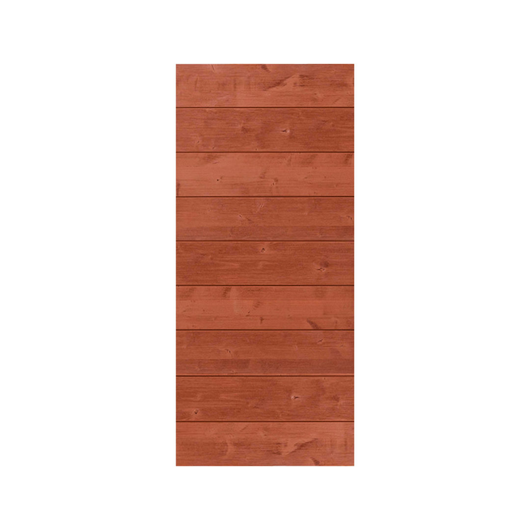 weathered wood red sliding barn door