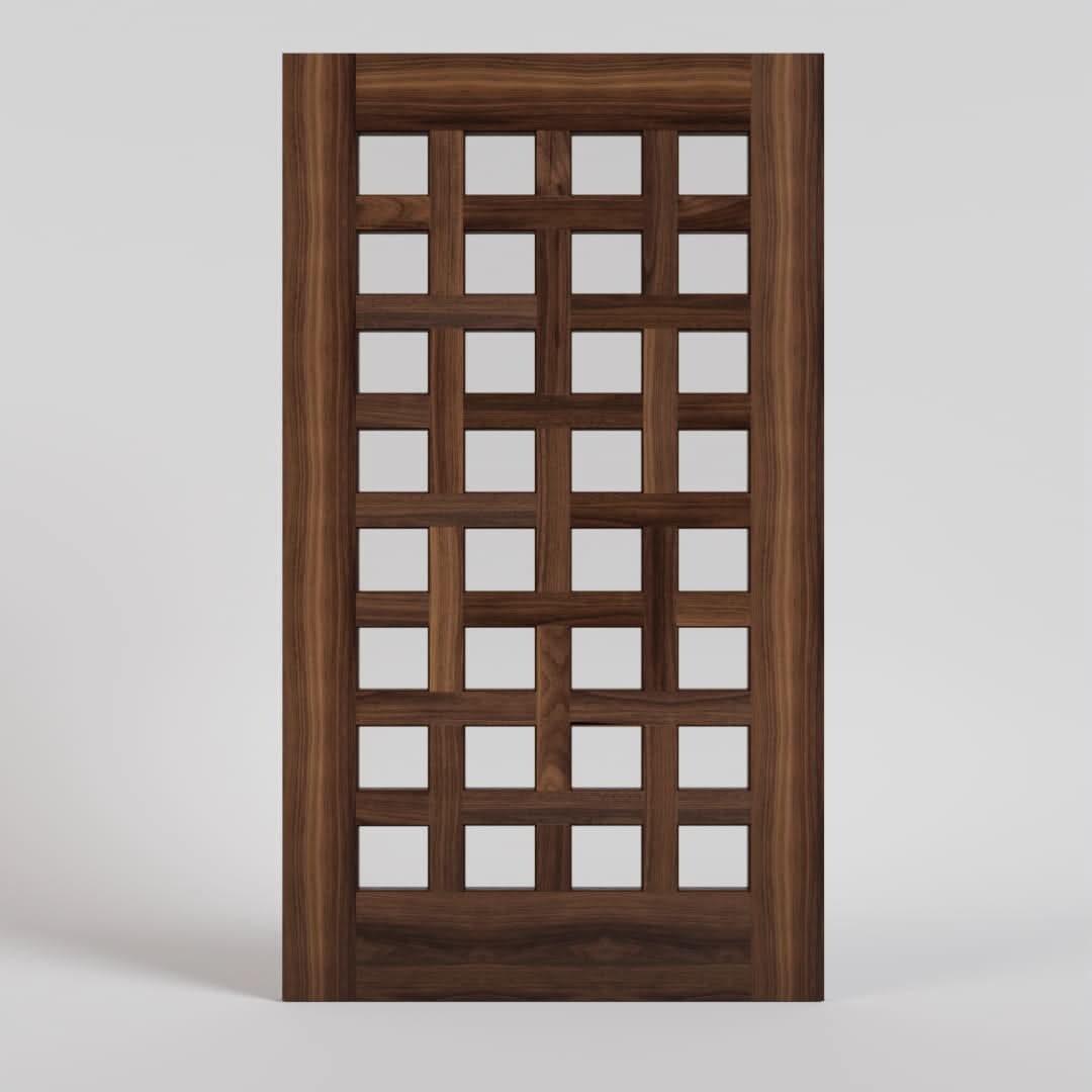 Walnut Wood Cambria Basket Weave Pivot Door 