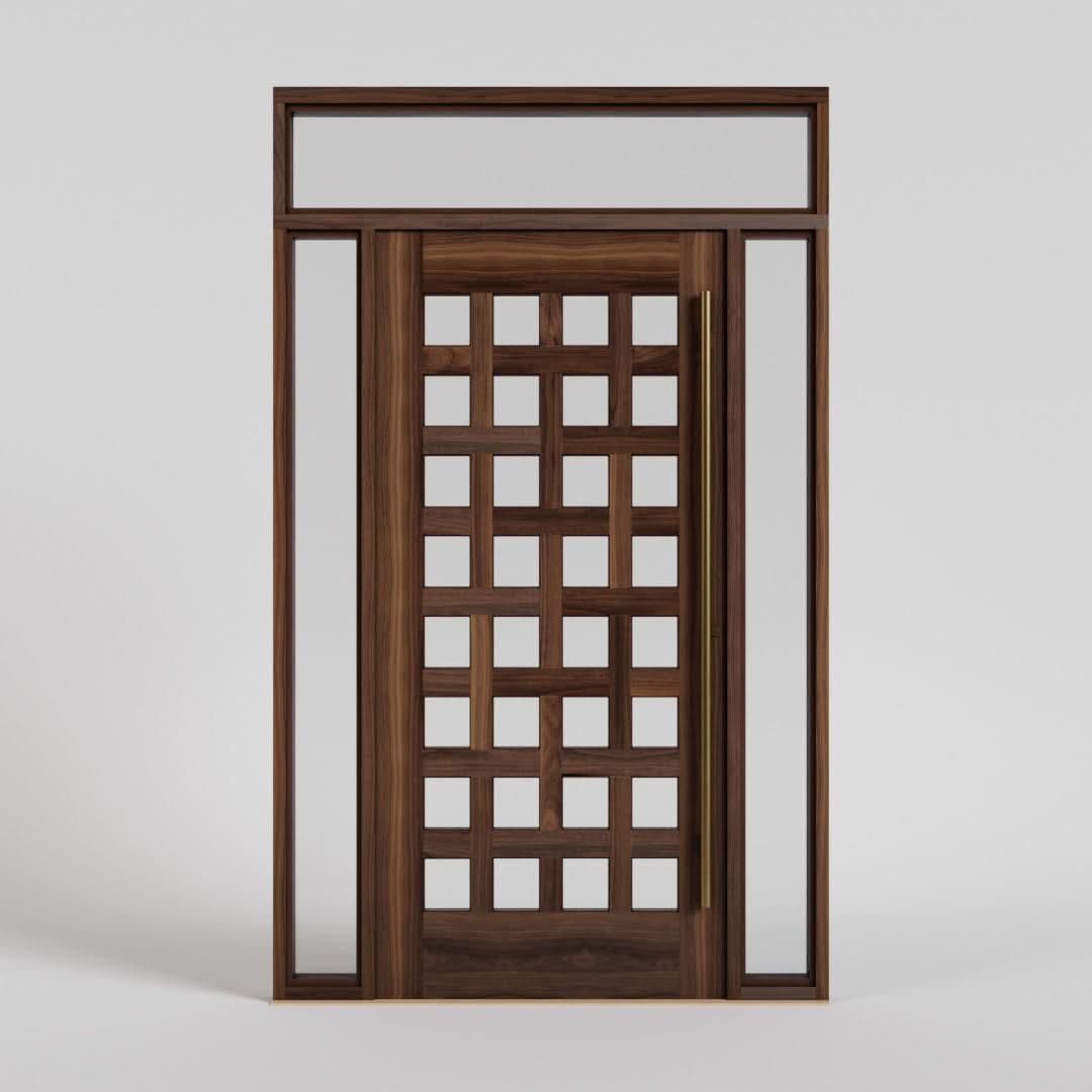 Cambria Basket Weave Wooden Front Door wit sidelights