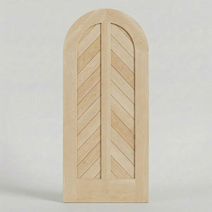 Carina Round Top Chevron Solid Wood Exterior Front Door in Maple wood