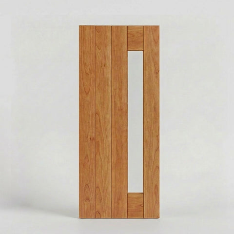 Carmel Mid-Century Modern Front Door With Side Window in walnut