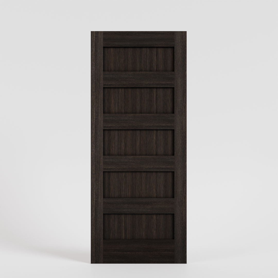 Classic Five Panel Horizontal Pocket Door in wenge wood