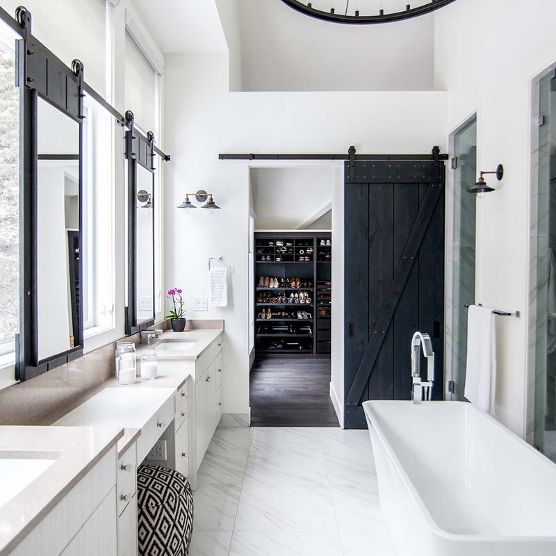 black weathered wood sliding closet door