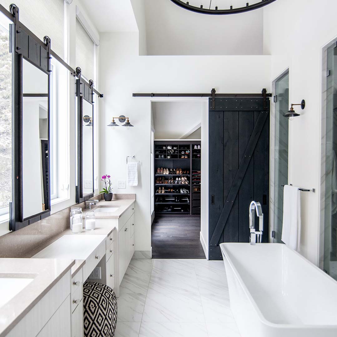 black weathered wood sliding closet door