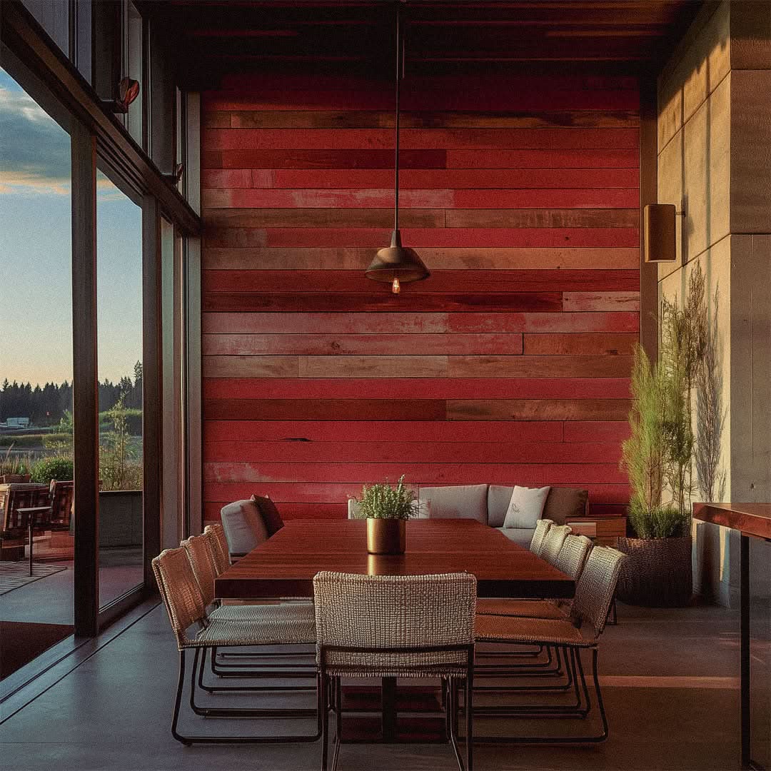 Rustic Wall Panel Design Reclaimed Red Barn Wood Planks | Rustic Wall Panels | RealCraft