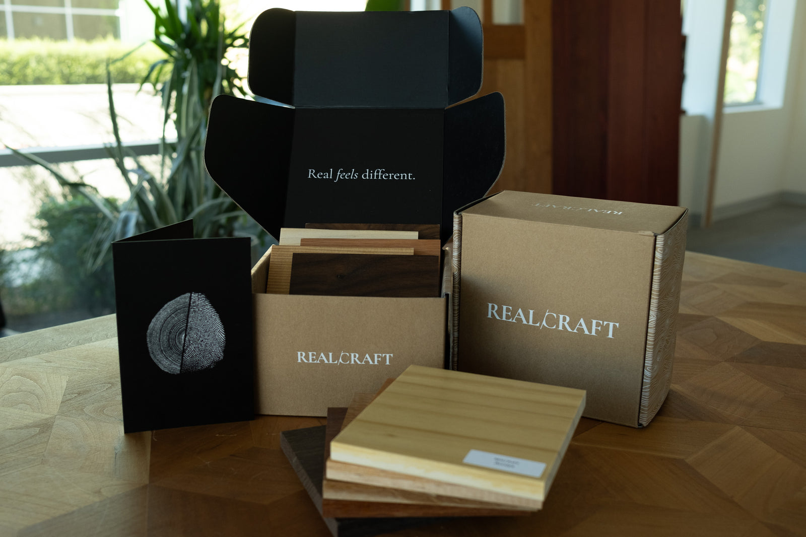 RealCraft wood sample box kit and greeting card