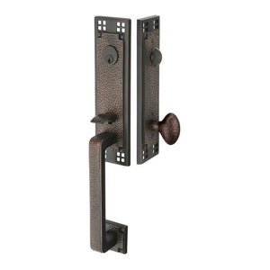 Emtek Arts & Crafts Tubular Entry Door Lock Set wit a knob