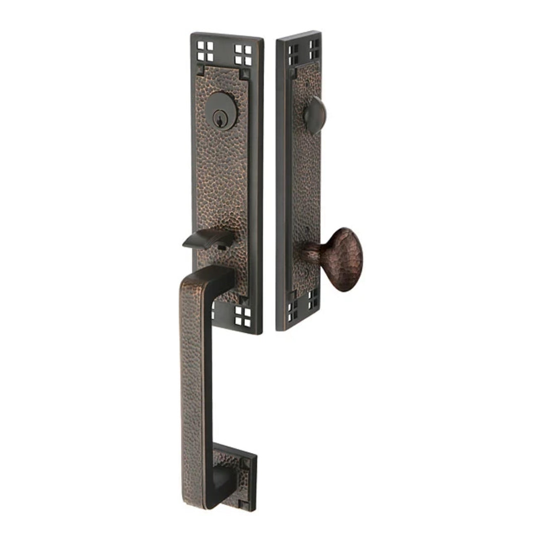 Emtek Arts &amp; Crafts Tubular Entry Door Lock Set wit a knob