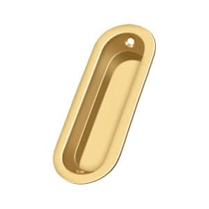 Solid Brass Oval Flush Door Pull, 3-1/2"