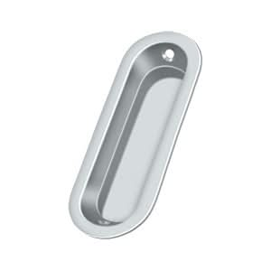 Solid Brass Oval Flush Door Pull, 3-1/2"