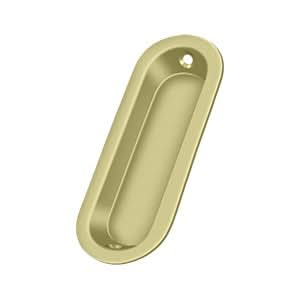 Solid Brass Oval Flush Door Pull, 3-1/2"