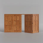 Cherry Wooden folding door on a gray background