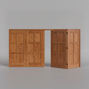 Cherry Wooden folding door on a gray background