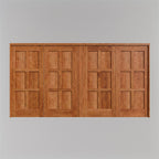 Wooden panel with a grid pattern on a gray background