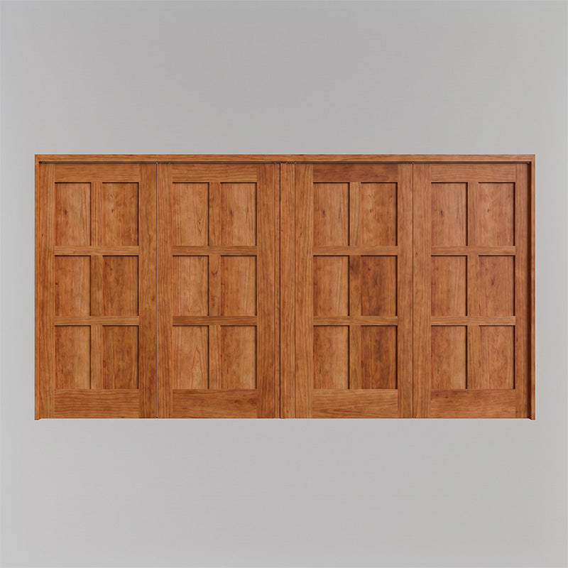 Wooden panel with a grid pattern on a gray background