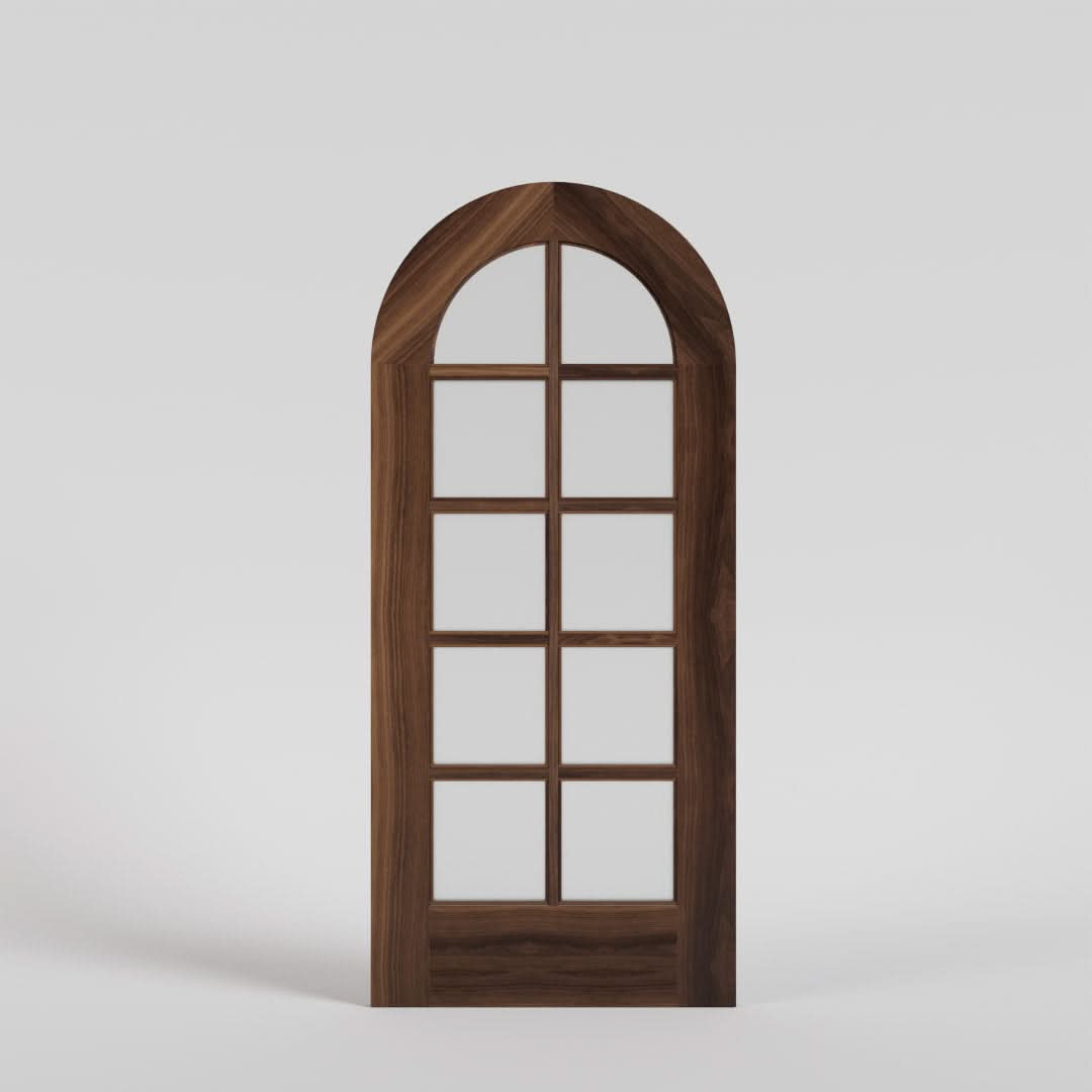 Round Top French Style glass door in Black Walnut