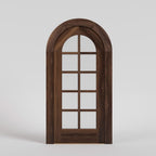French style glass round top door in Black Walnut with matched casing