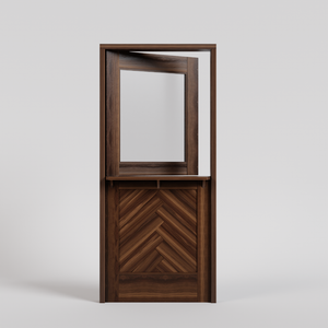 Herringbone Dutch door with shelf and jamb in black walnut