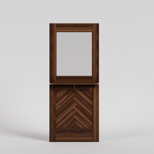 Walnut Wood Herringbone Dutch Door with shelf