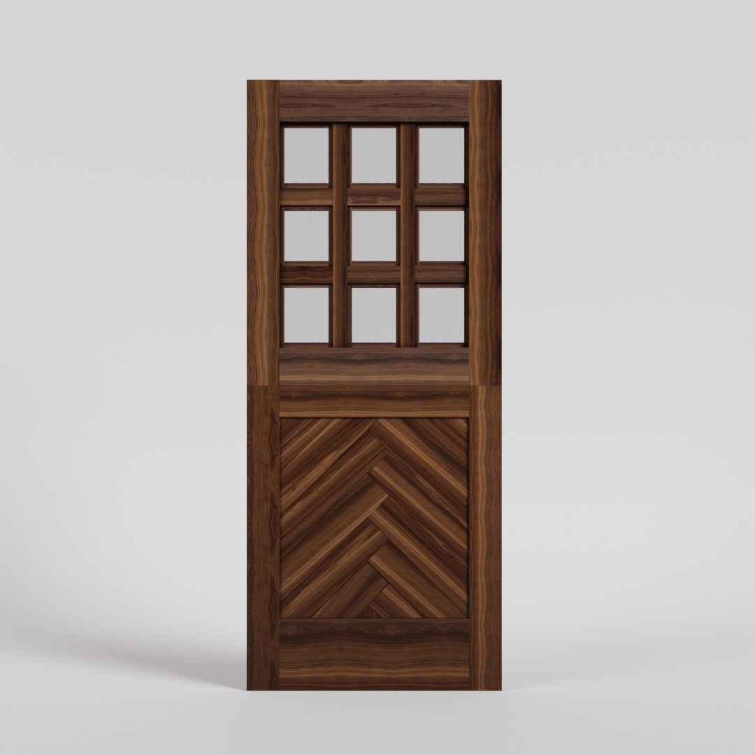 Herringbone Dutch Door with Nine Glass Panels