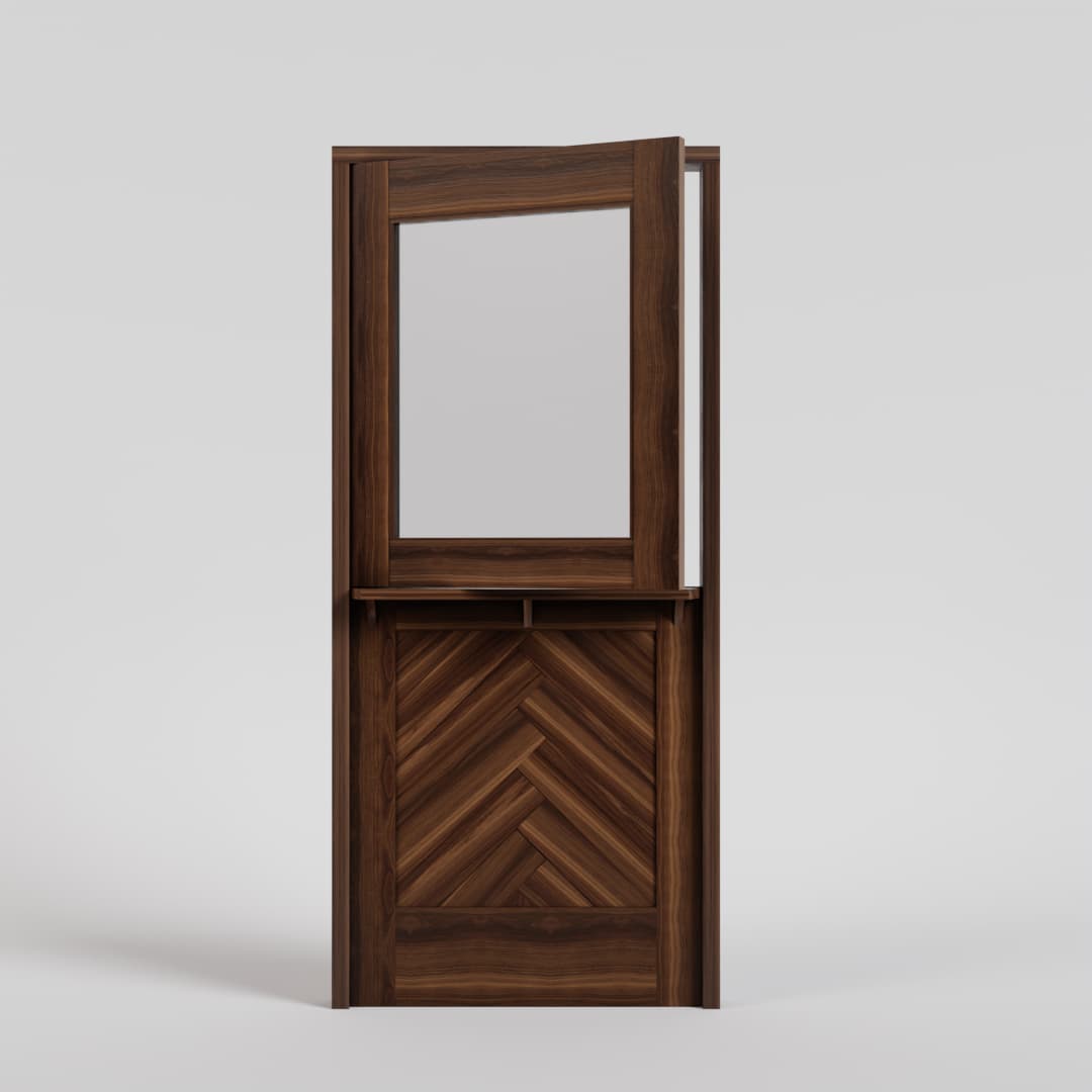 Framed Herringbone Dutch Door with shelf