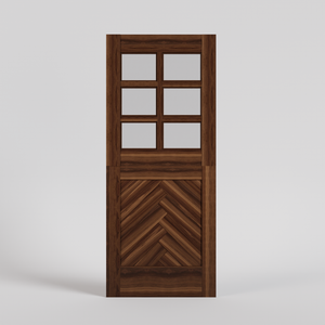 Herringbone Dutch Door with six glass panels, in black walnut