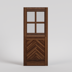Herringbone Dutch Door with four glass panels, in black walnut