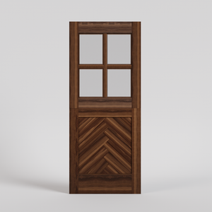 Herringbone Dutch Door with four glass panels, in black walnut