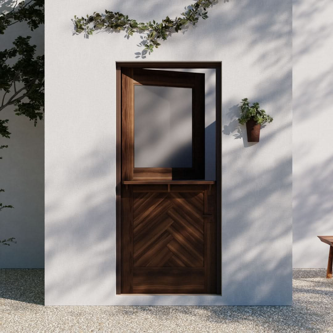 Solid Walnut Wood Herringbone Dutch Door