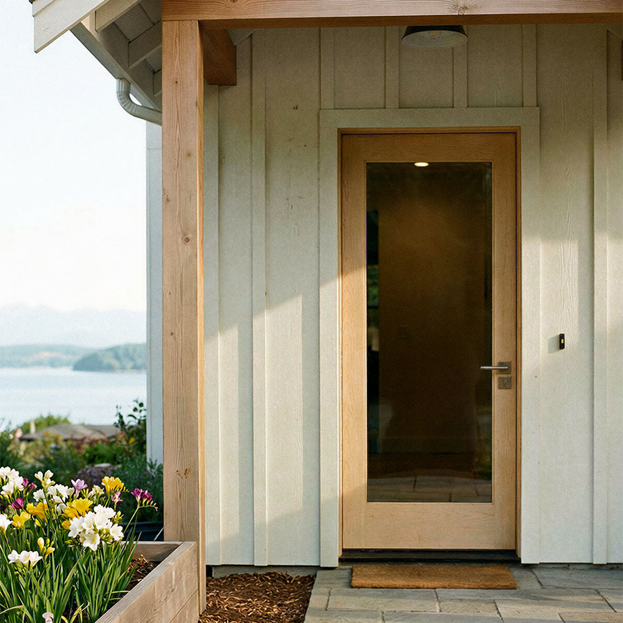 Maple Wood Modern Front Door with Glass