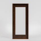 Marin Modern Single Panel Glass Front Door with threshold, jamb on white background.