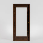Marin Modern Single Panel Glass Front Door with threshold, jamb and long brass handle