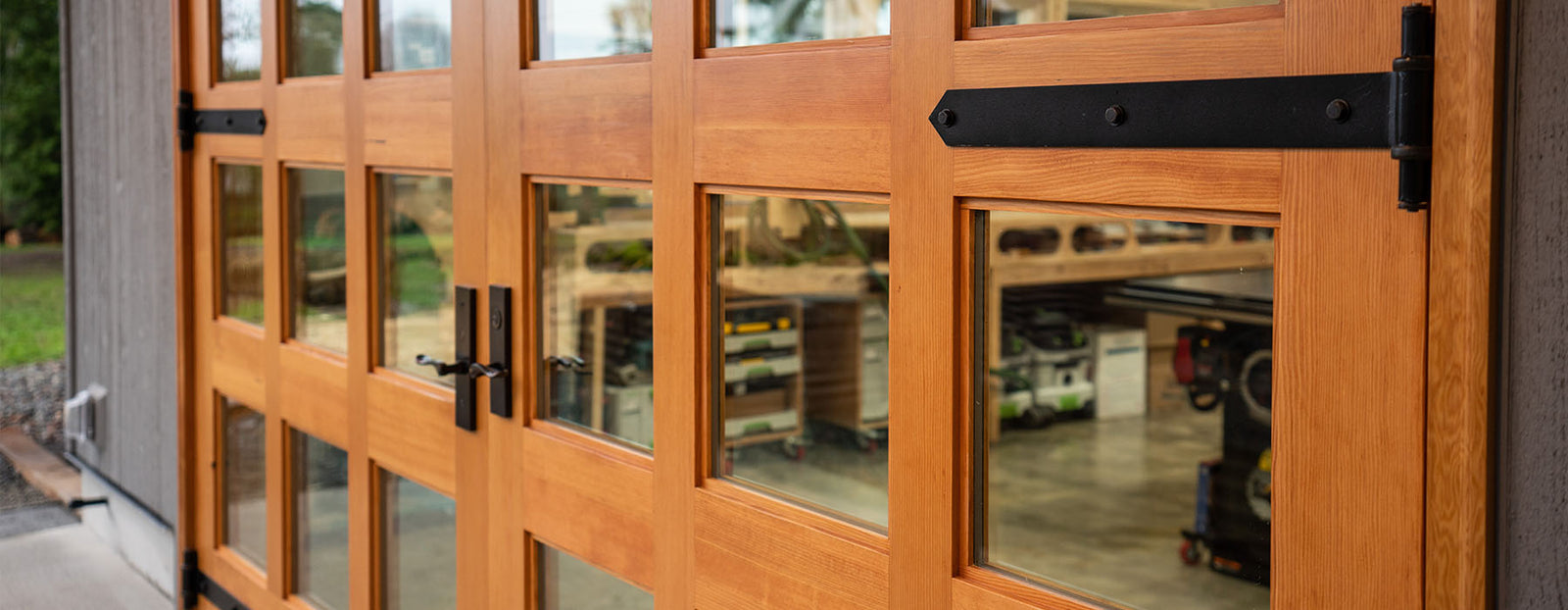 Custom Carriage Doors with Glass Panes