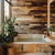 Mendocino Reclaimed Barn Wood Accent Wall in a spa