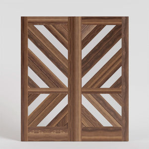 walnut wood Monarch Modern Double Front Doors on a white background