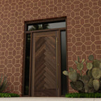 Modern Montauk Herringbone Front Door with sidelights and transom