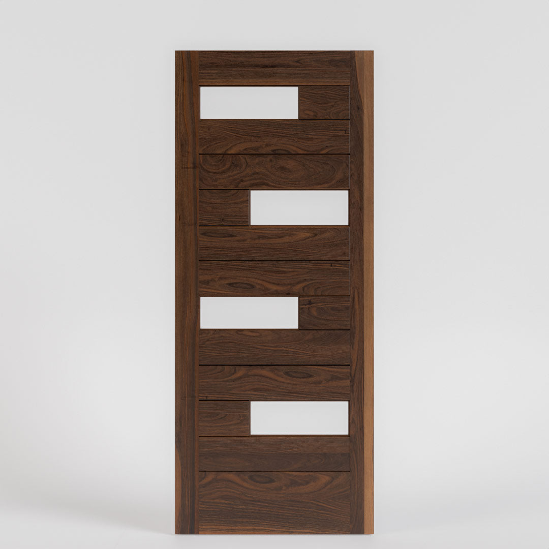 Ojai Offset Slat Modern Wood Front Door With Glass | RealCraft