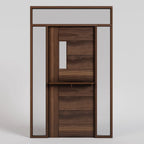 Black Walnut Seabeck Dutch Door with shelf, side lights, and transom window
