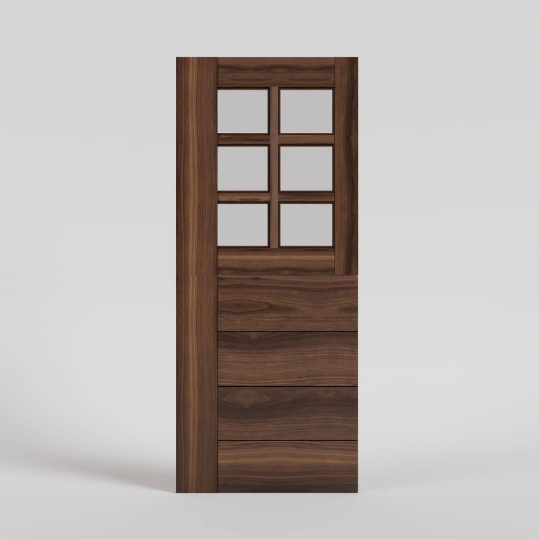 Black Walnut Peninsula Dutch Door with Six Glass Panels