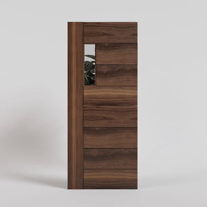 Black Walnut Peninsula Dutch Door with Clear Glass