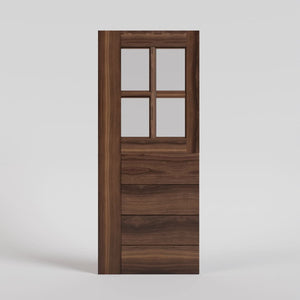 Black Walnut Peninsula Dutch Door with four glass panels