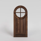 Round window four panel glass door in Black Walnut